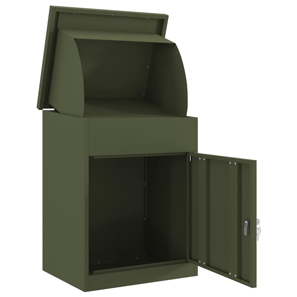 Paketdrop-Box mit Speicher Olivgrün 47,5 x 38 x 59 cm Stahl