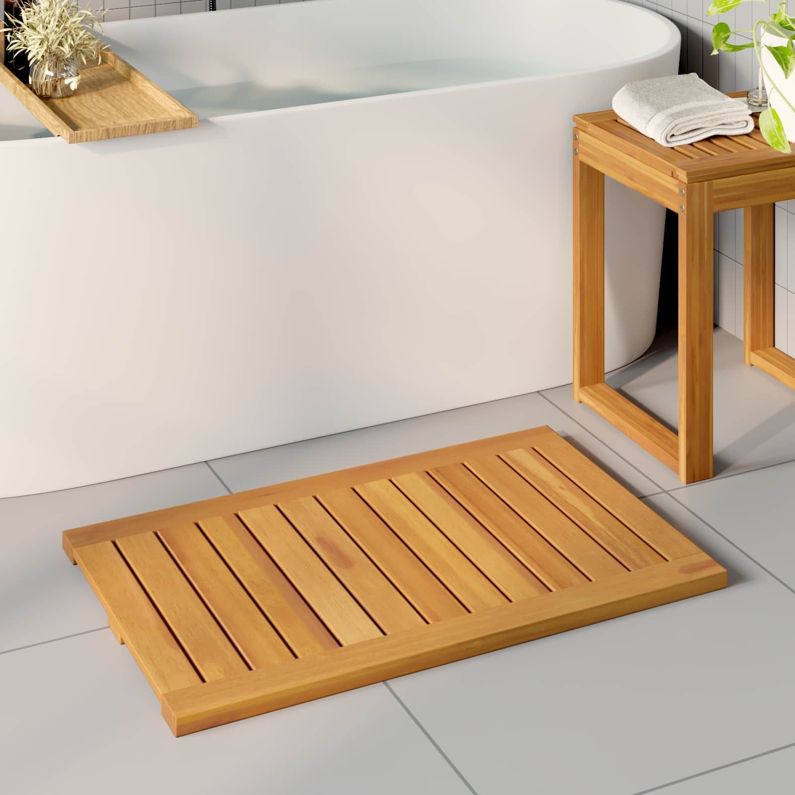 Badematte Uni Braun 80 x 50 cm Holz