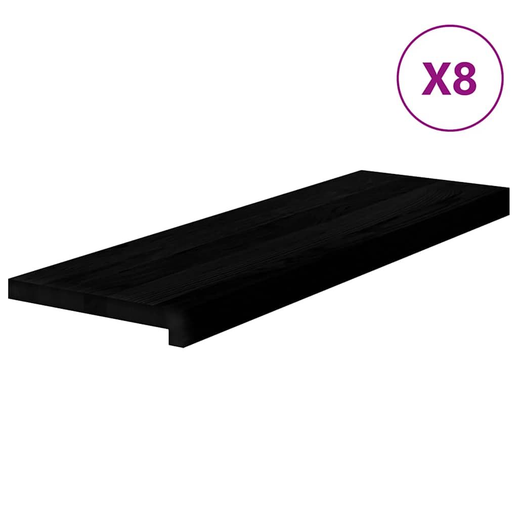 Treppenstufen 8 Stk. Braun-Schwarz 80x25x2 cm Massivholz Eiche