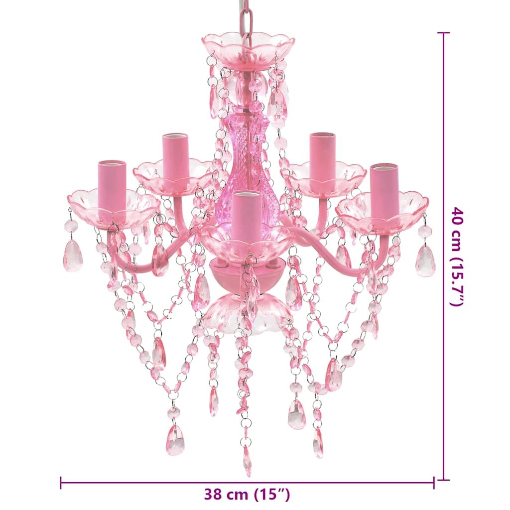 Kronleuchter 5 Glühbirnen Rosa