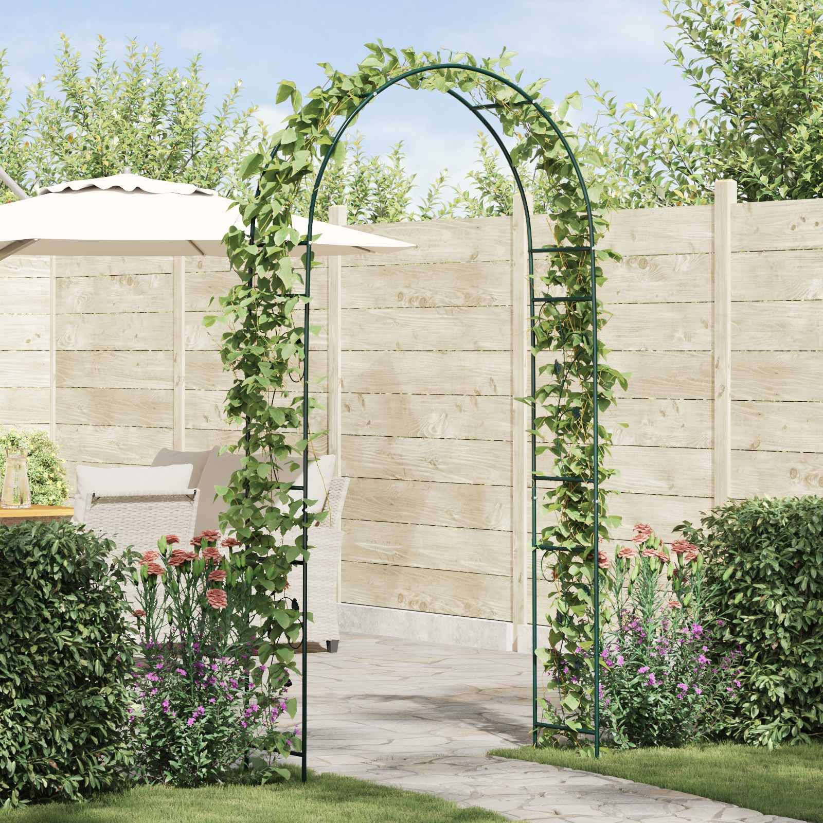 Gartenbogen Floral Grün 115 x 37 x 231 cm