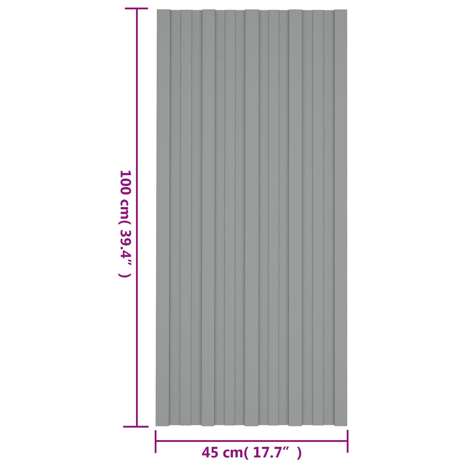 Dachpaneel 12 pcs Grau 100 x 45 cm Verzinkter Stahl