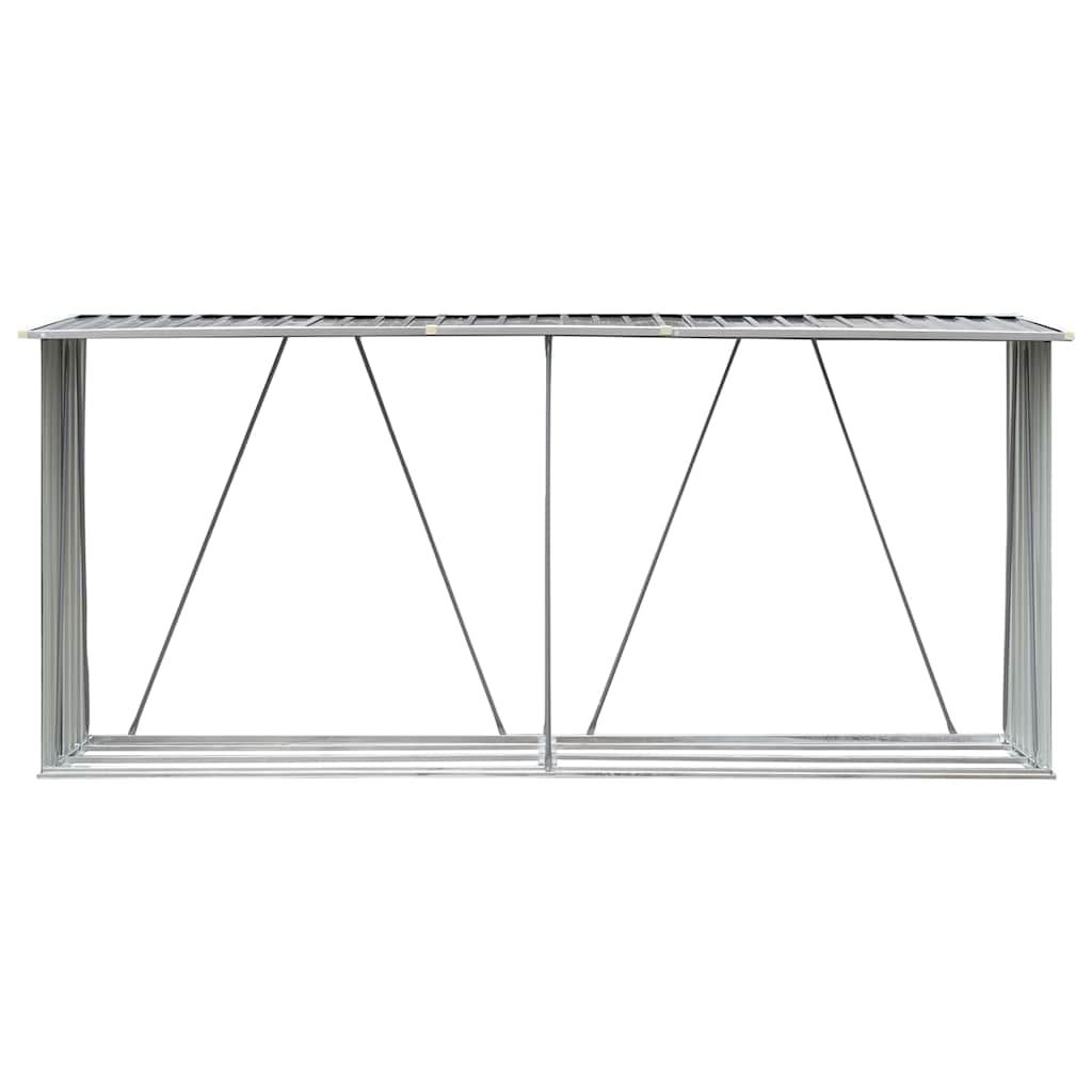 Brennholzlager aus verzinktem Stahl 330x84x152 cm Grau