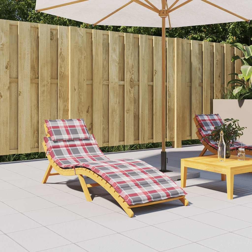 Sonnenliegen-Auflage Rot Karomuster 186x58x4 cm Oxford-Gewebe