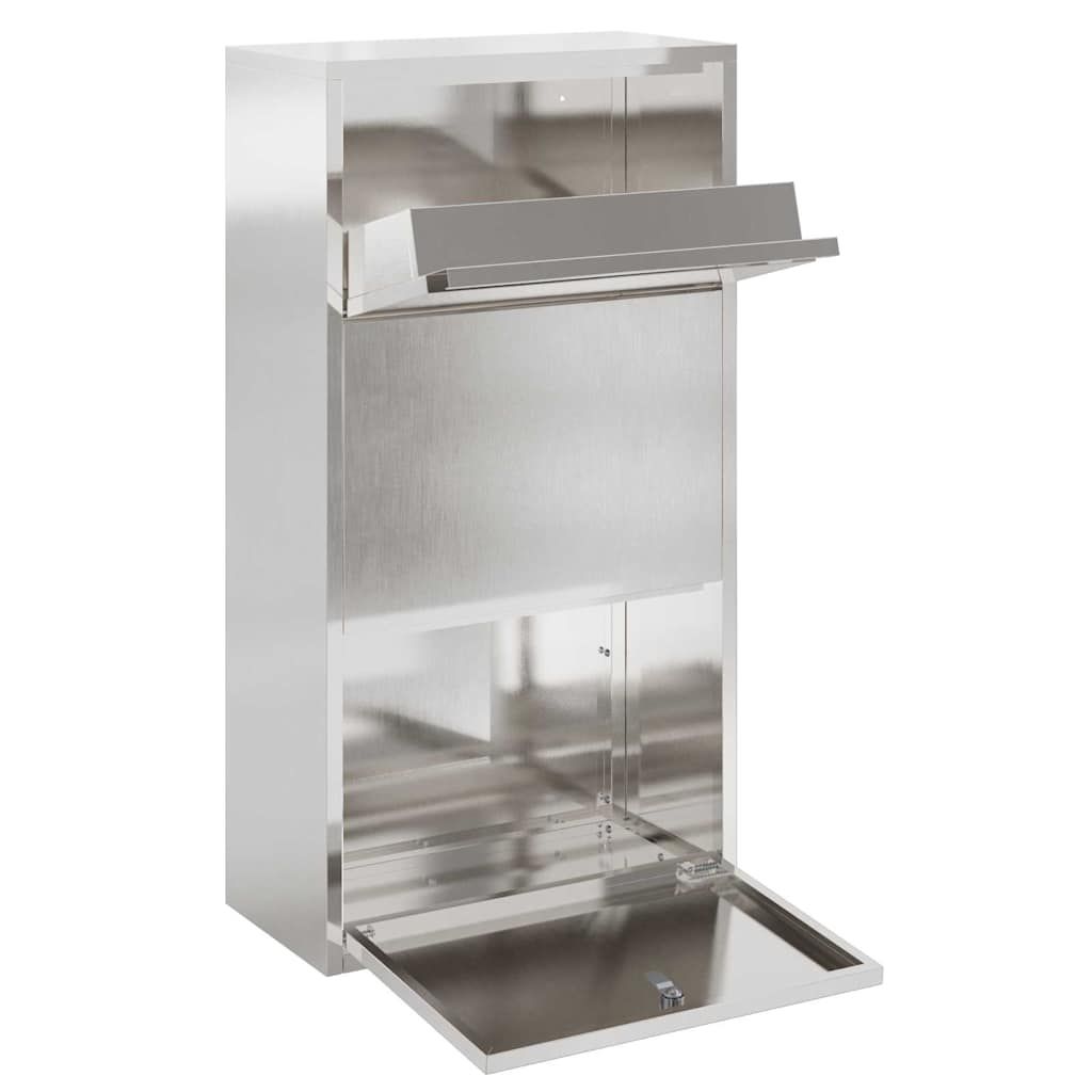 Paketdrop-Box mit Speicher Silber 44 x 22 x 82 cm Edelstahl