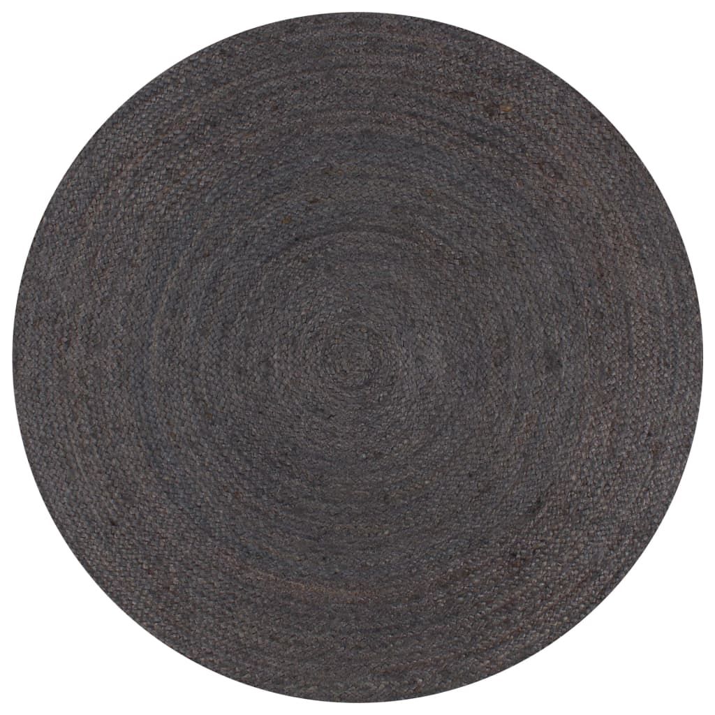 Teppich Handgefertigt Jute Rund 120 cm Dunkelgrau