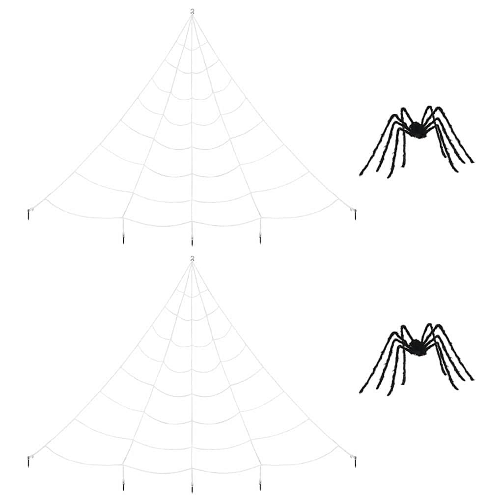 Halloween-Spinnendekoration mit Netzen 2 pcs Schwarz und Weiß