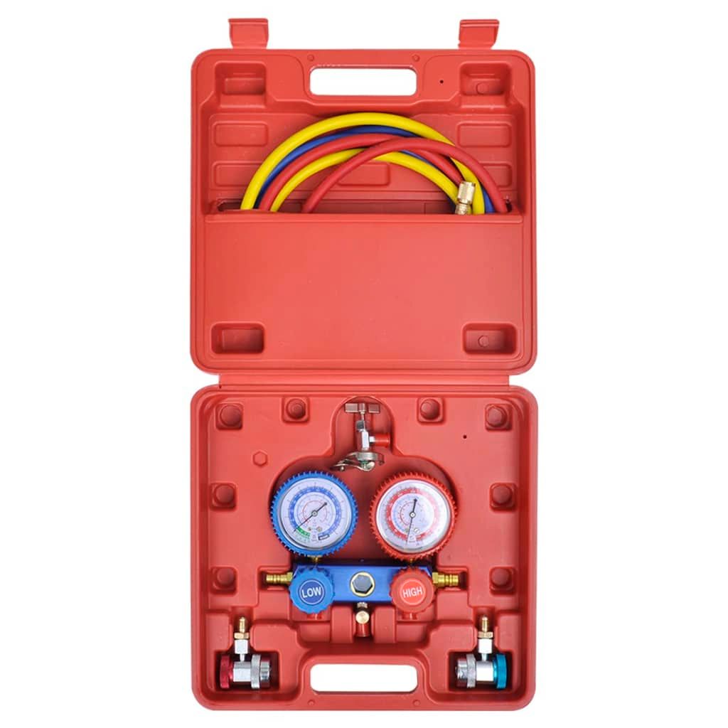 Vakuumpumpe Einstufig mit 2-Wege-Verteiler-Manometer Set