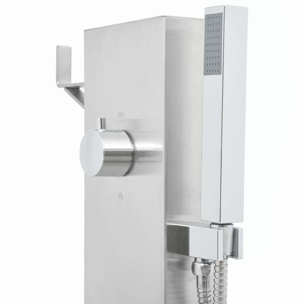 Gartendusche mit Bodenelement WPC Edelstahl