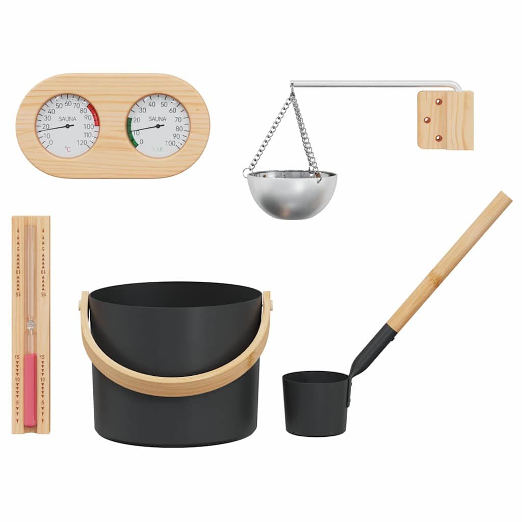 Sauna Zubehör Set 5 Stk. Schwarz