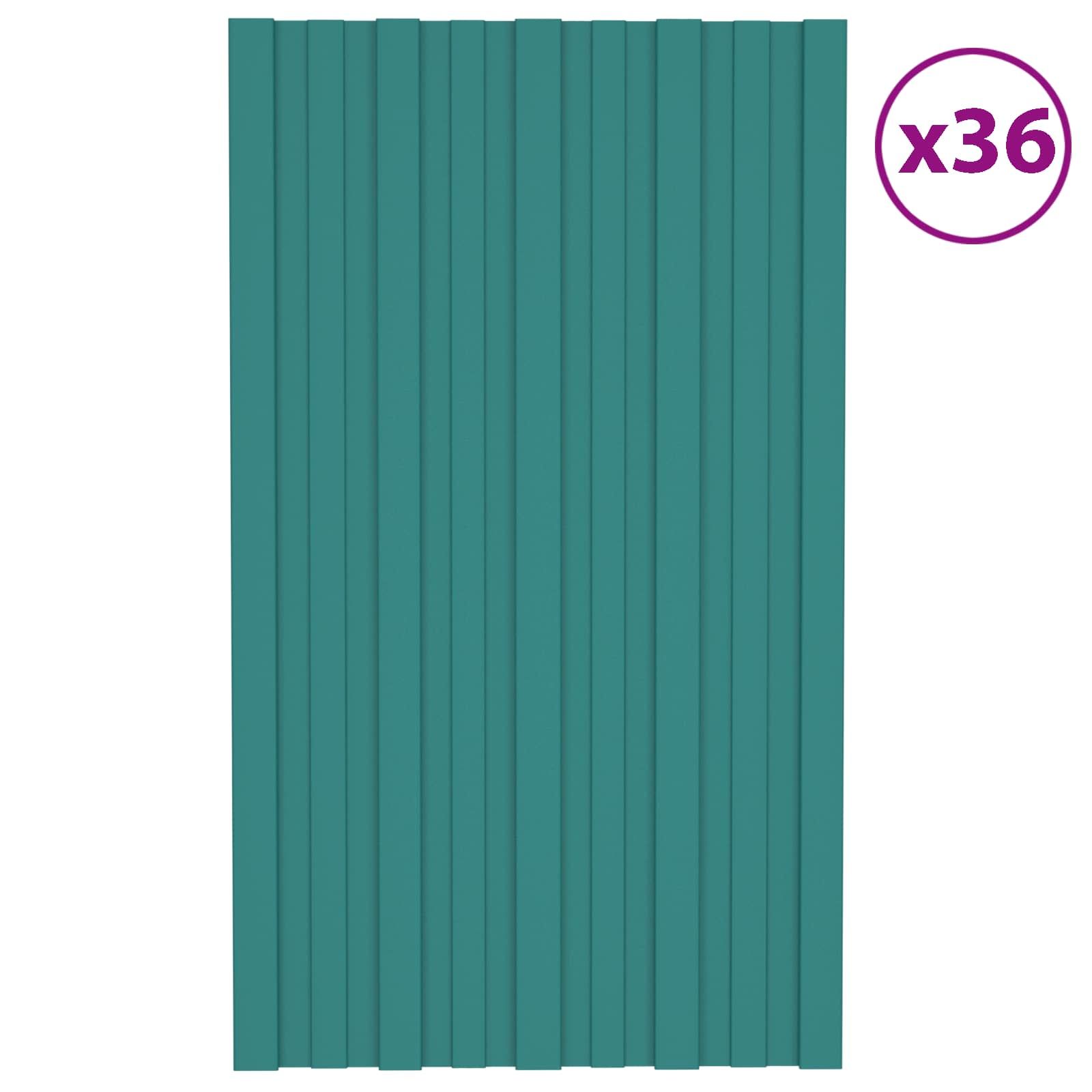 Dachpaneel 36 pcs Grün 80 x 45 cm Verzinkter Stahl