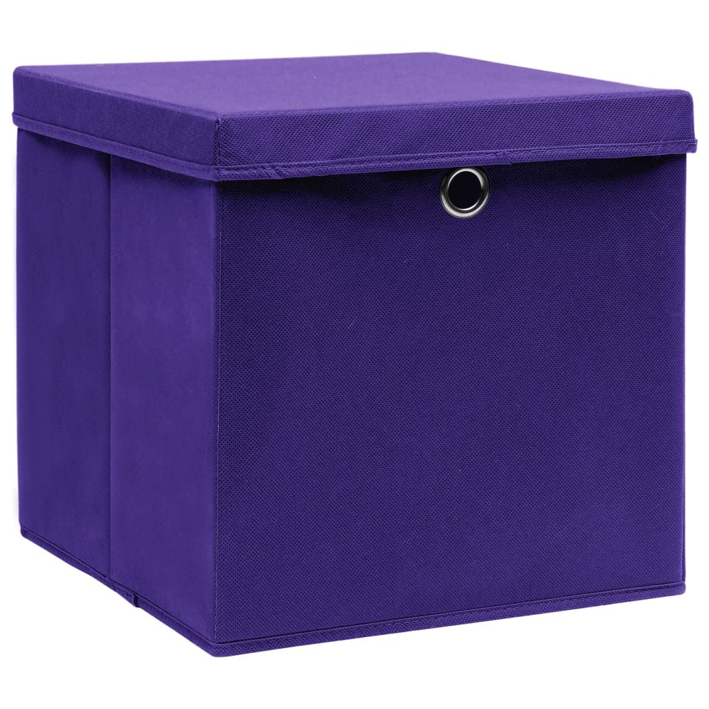 Aufbewahrungsboxen mit Deckeln 4 Stk. Lila 32x32x32 cm Stoff