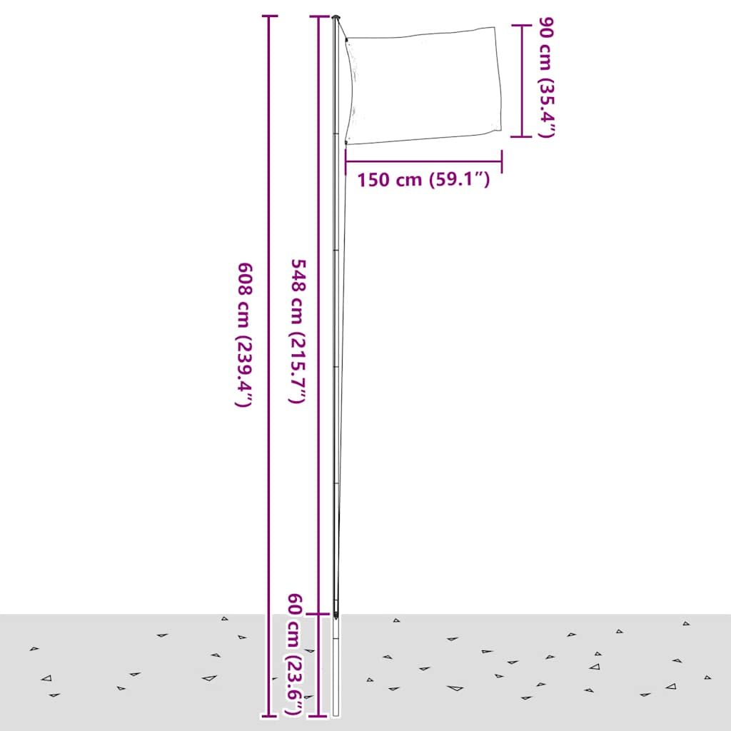 Flagge Spaniens mit Mast 6,08 m Aluminium