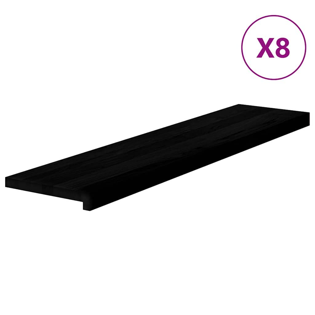 Treppenstufen 8 Stk. Braun-Schwarz 110x25x2 cm Massivholz Eiche