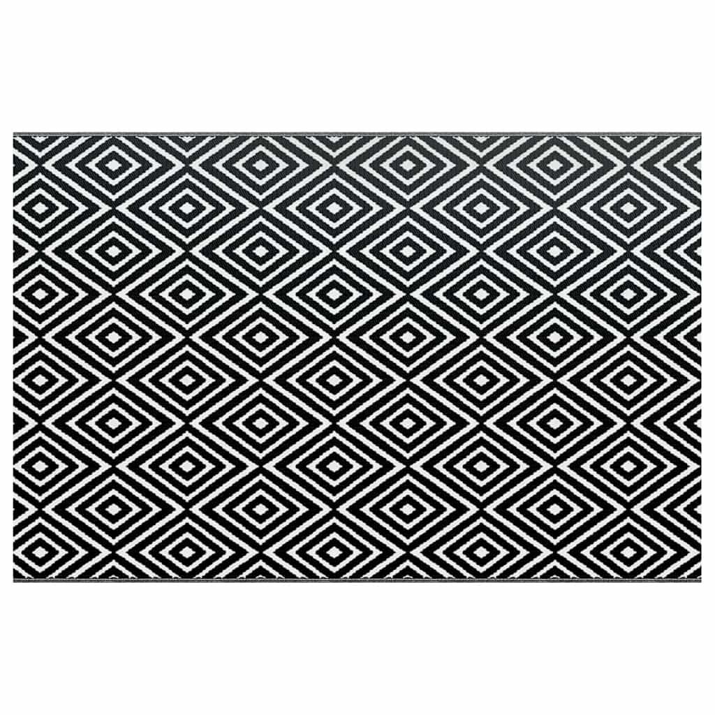 Outdoor-Teppich ARAKIL Weiß und Schwarz 190x290 cm PP