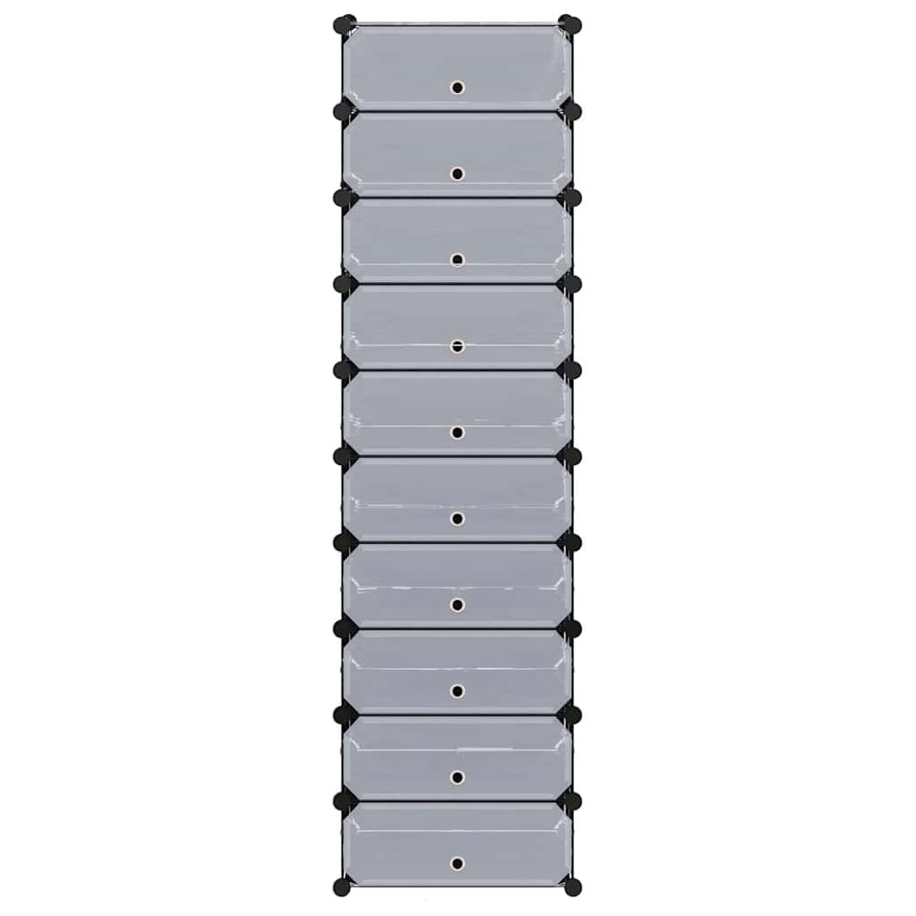 Schuh-Organizer Zusammenklappbar mit 10 Fächern Schwarz