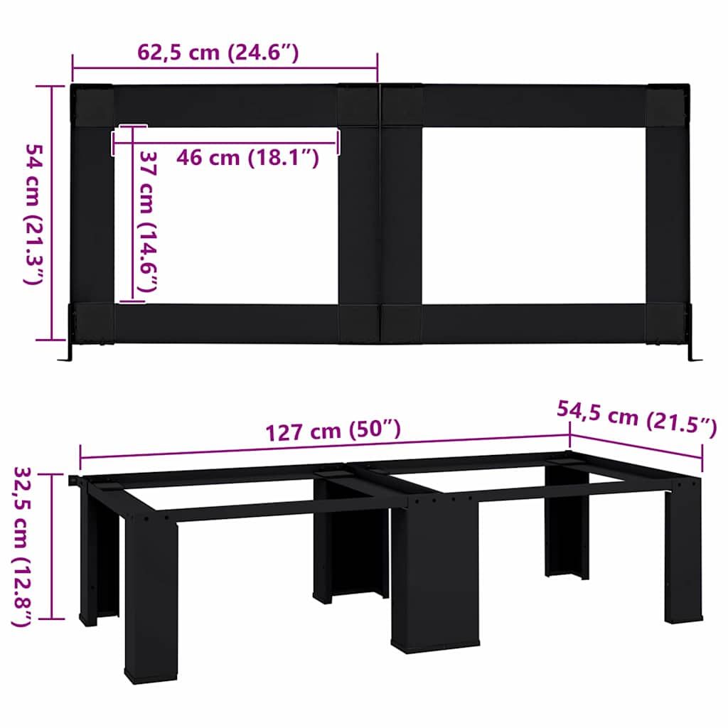 Waschmaschinen-Podest 2 stk. Schwarz 127 x 54,5 x 32,5 cm Stahl