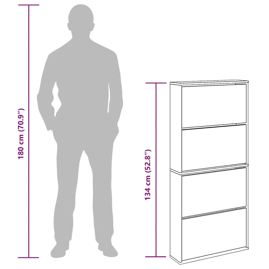 Schuhschrank mit Spiegel 4 Fächer Grau Sonoma 63x17x134 cm