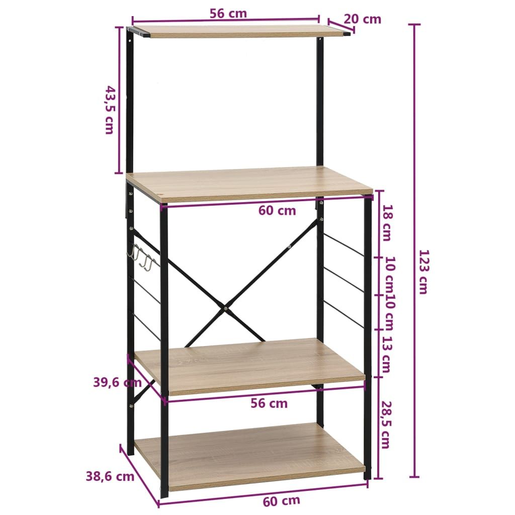 Mikrowellenregal Schwarz Eiche 60x39,6x123 cm Holzwerkstoff