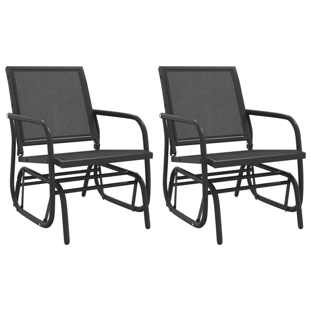 3-tlg. Garten-Lounge-Set Schaukel Schwarz Textilene und Stahl