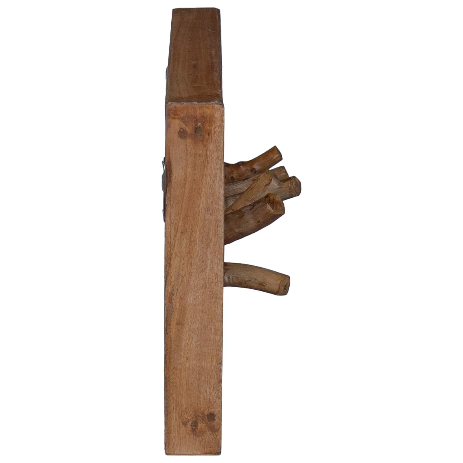 Mantelhaken Natur 50 x 10 x 25 cm Massives Mahagoni Holz
