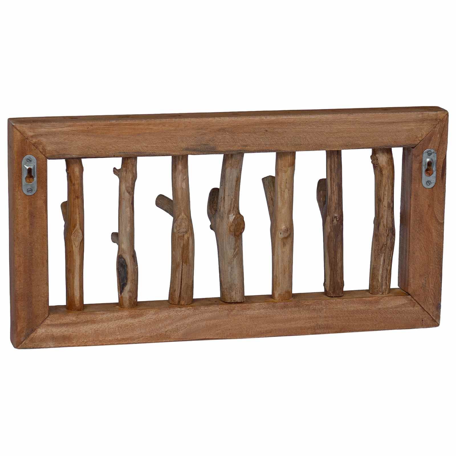 Mantelhaken Natur 50 x 10 x 25 cm Massives Mahagoni Holz