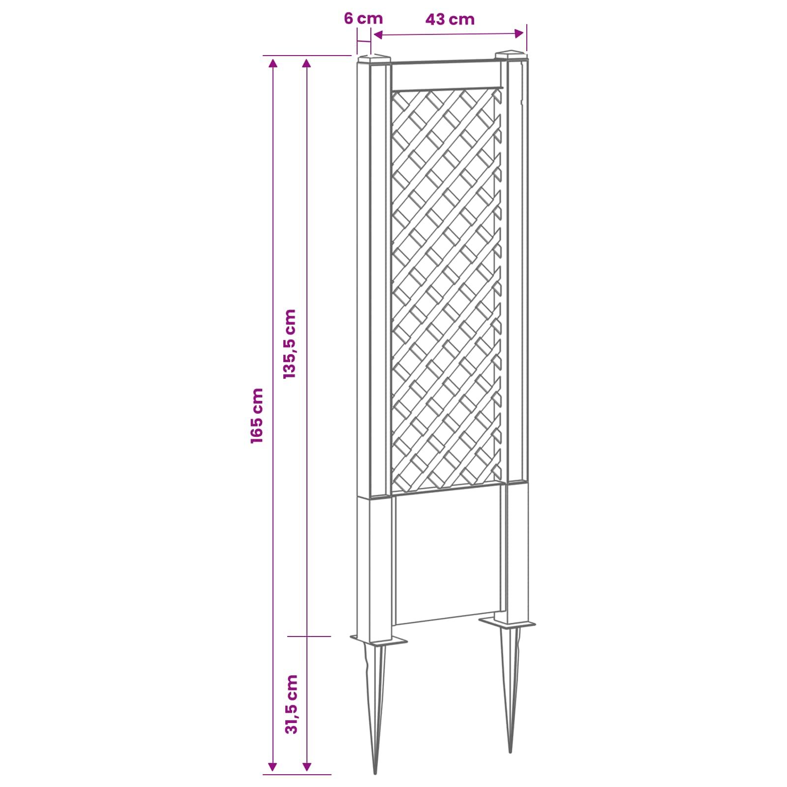 Trellis mit Spike Anthrazit 43 x 6 x 165 cm PP