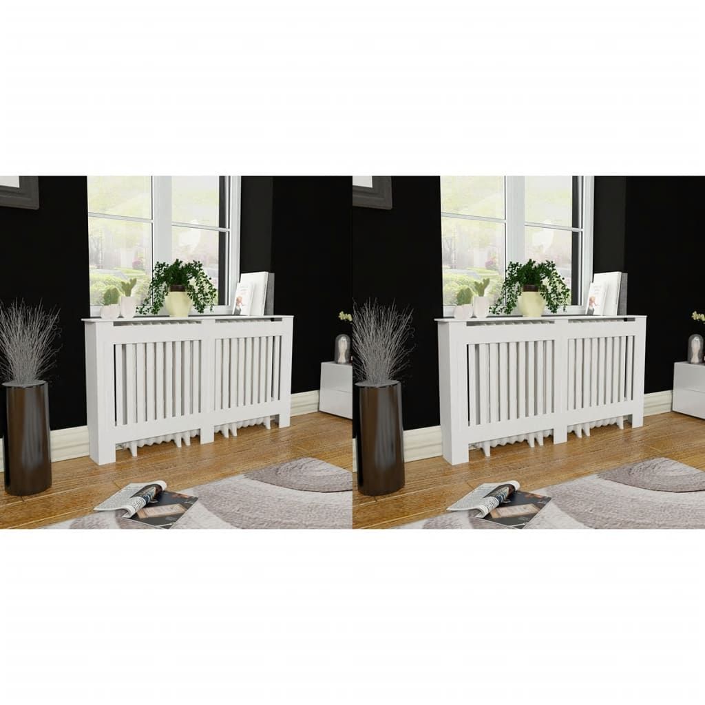 Heizkörperabdeckung 2 Stk. Weiß Holzwerkstoff 152 cm
