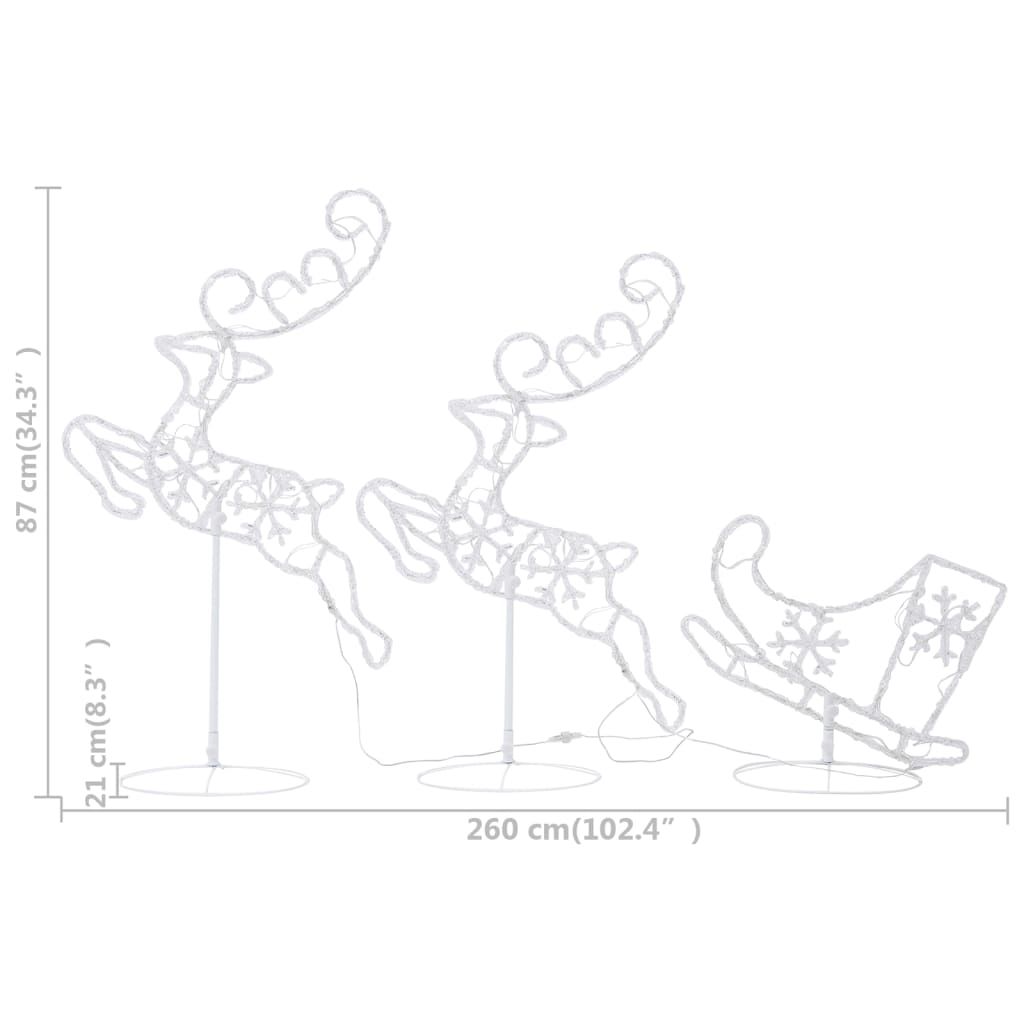 Weihnachtsdeko LED Rentiere & Schlitten Acryl 260x21x87 cm