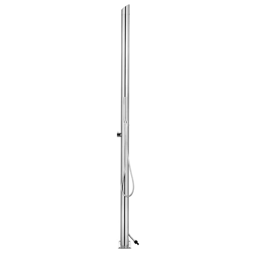 Gartendusche mit Brauner Bodenplatte 225 cm Edelstahl