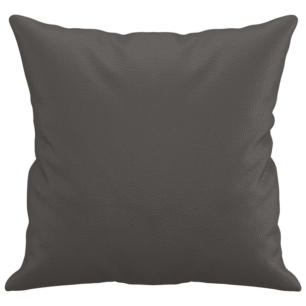 Zierkissen 2 Stk. Grau 40x40 cm Kunstleder