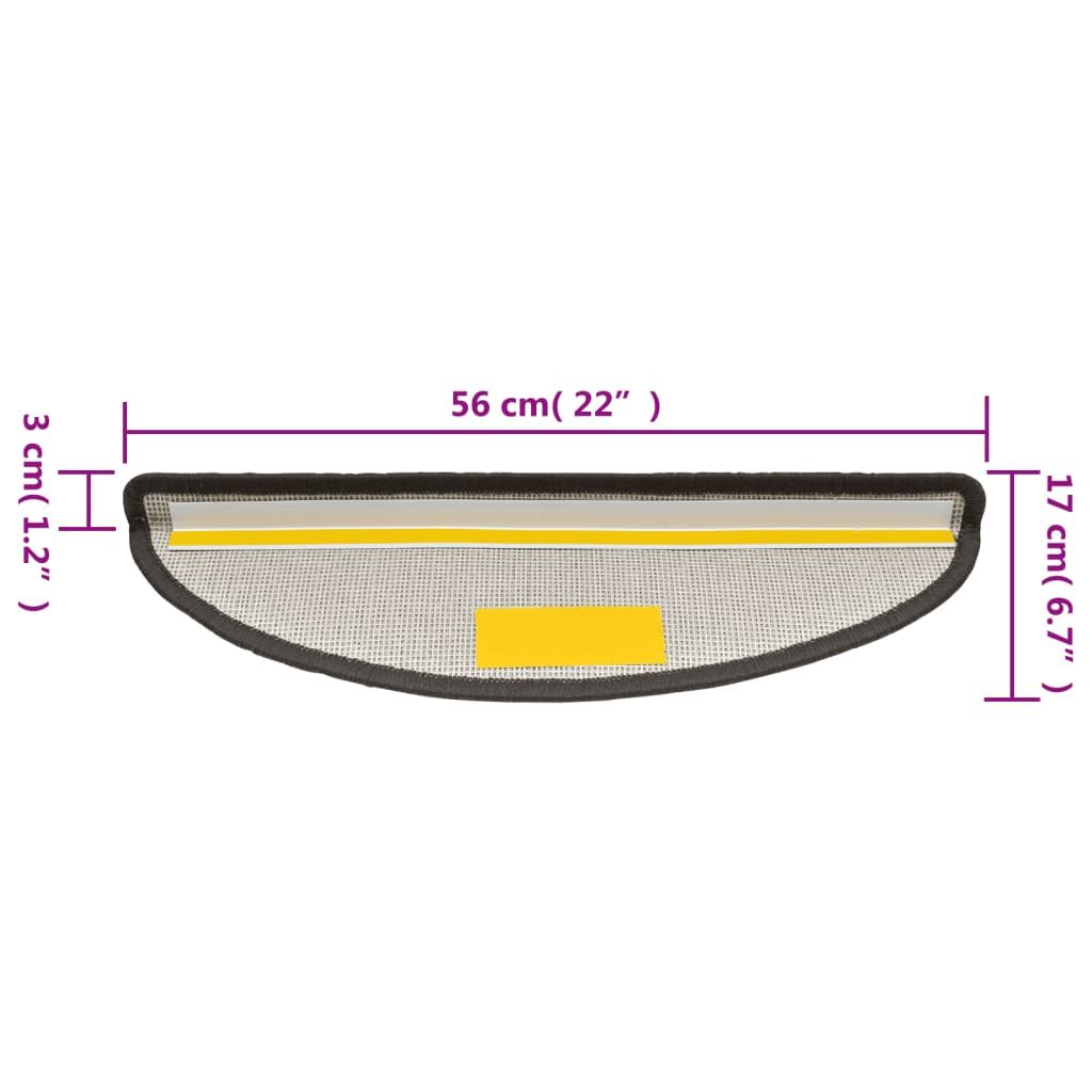Stufenmatten 15 Stk. 56x17x3 cm Dunkelgrau Halbrund