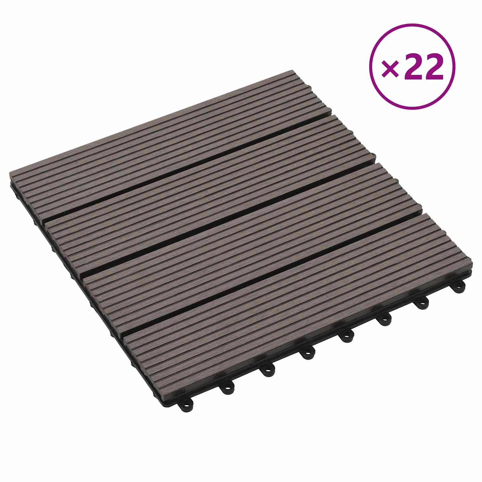 Terrassenfliese 22 stk. Dunkelbraun 30 x 30 cm WPC