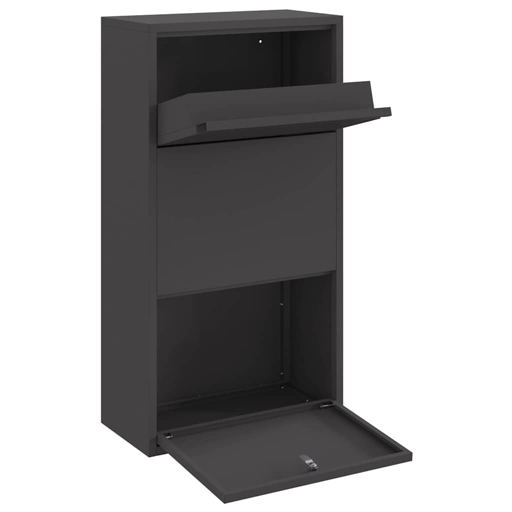 Paketdrop-Box mit Speicher Schwarz 44 x 22 x 82 cm Stahl