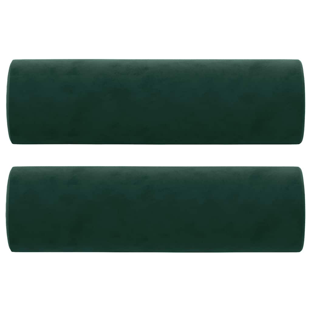 Zierkissen 2 Stk. Dunkelgrün Ø15x50 cm Samt