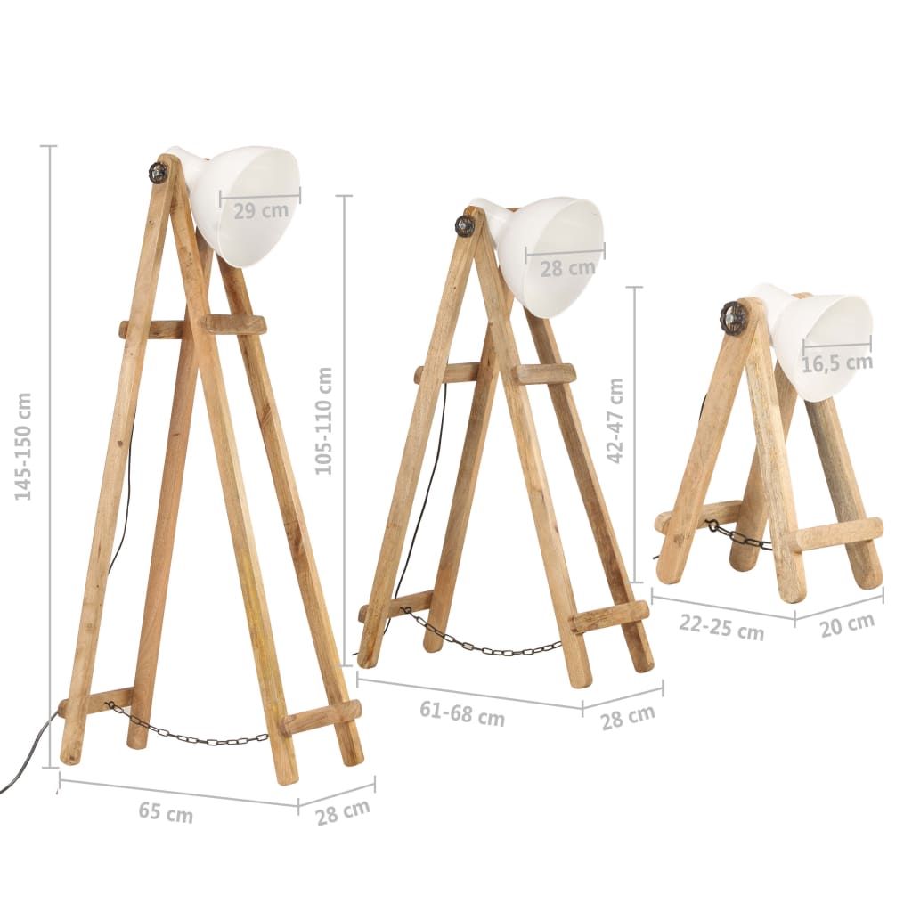 Stehlampen 3 Stk. Weiß E27 Mango Massivholz