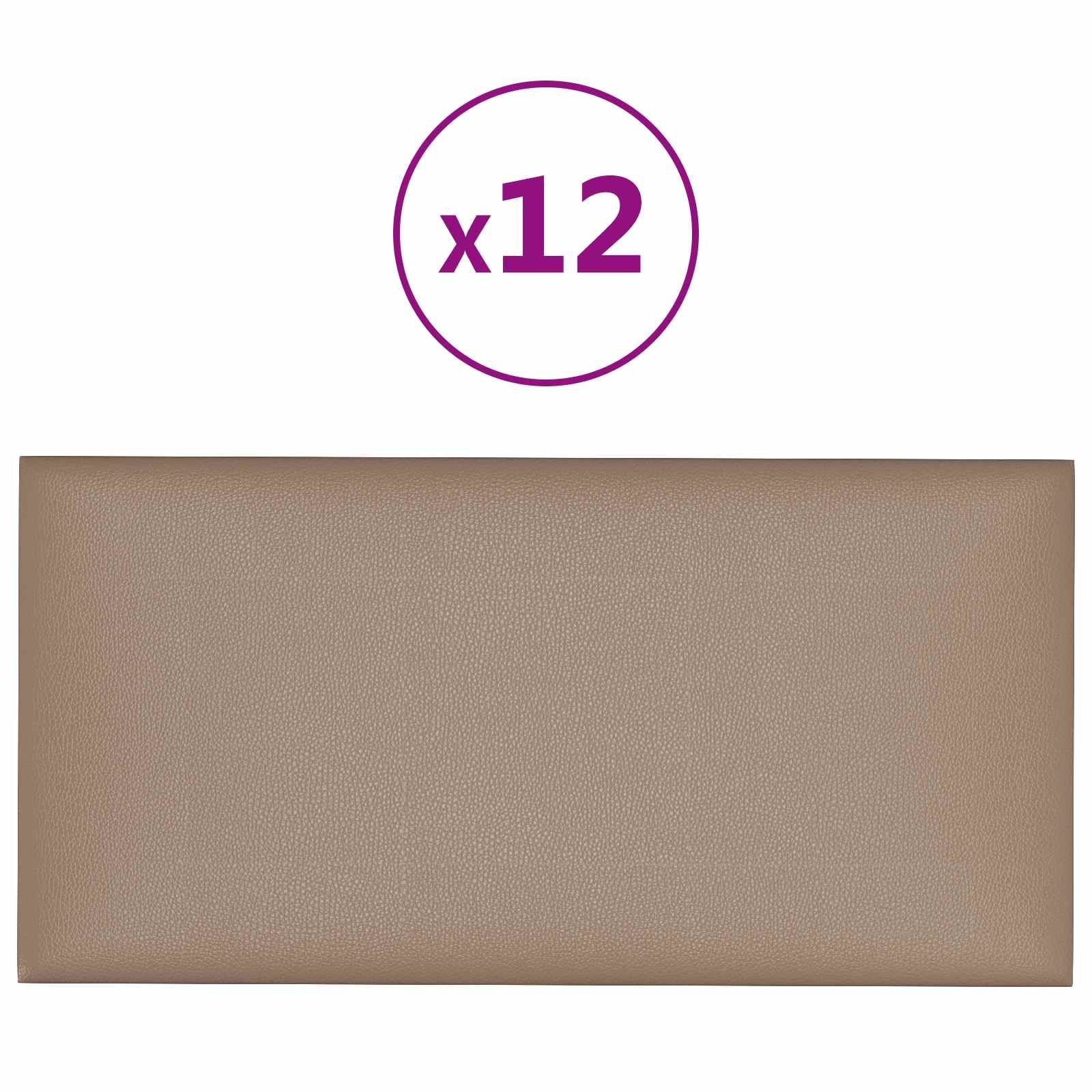 Wandkopfteilen 12 pcs Cappuccino 30 x 15 cm Stoff