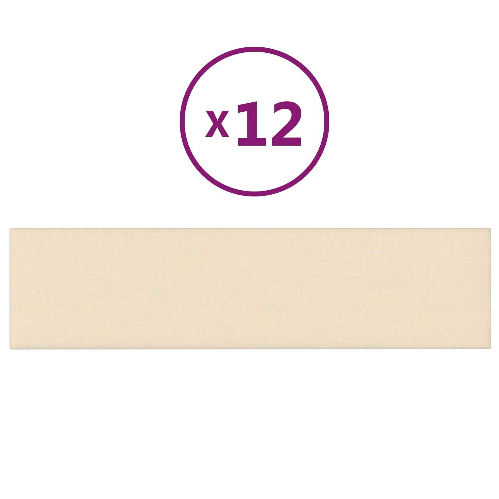 Wandkopfteilen 12 pcs Creme 60 x 15 cm Stoff