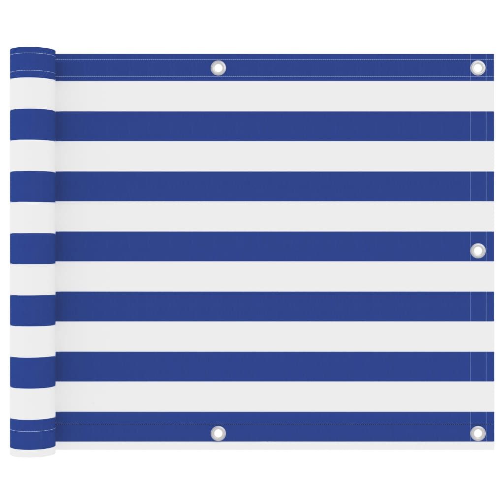 Balkon-Sichtschutz Weiß und Blau 75x300 cm Oxford-Gewebe