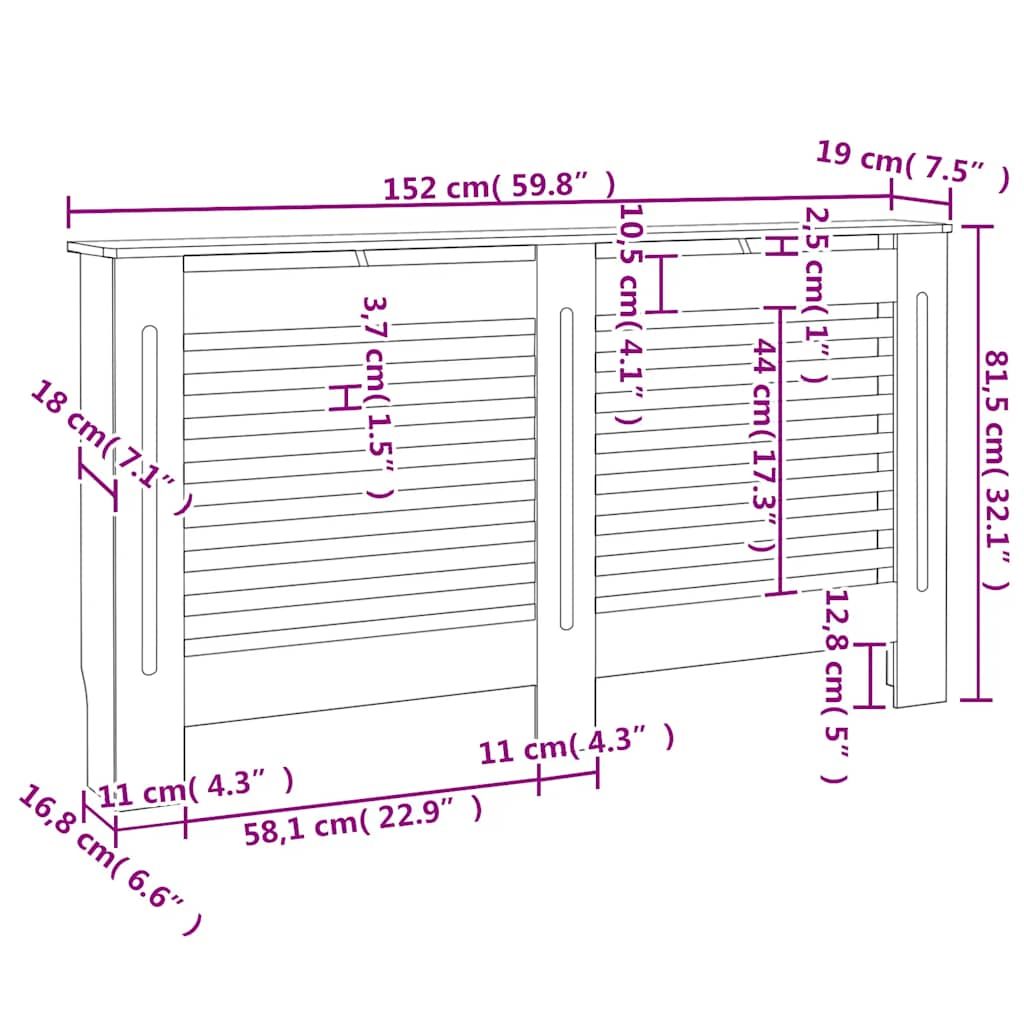 Heizkörperabdeckung Weiß 152×19×81,5 cm MDF