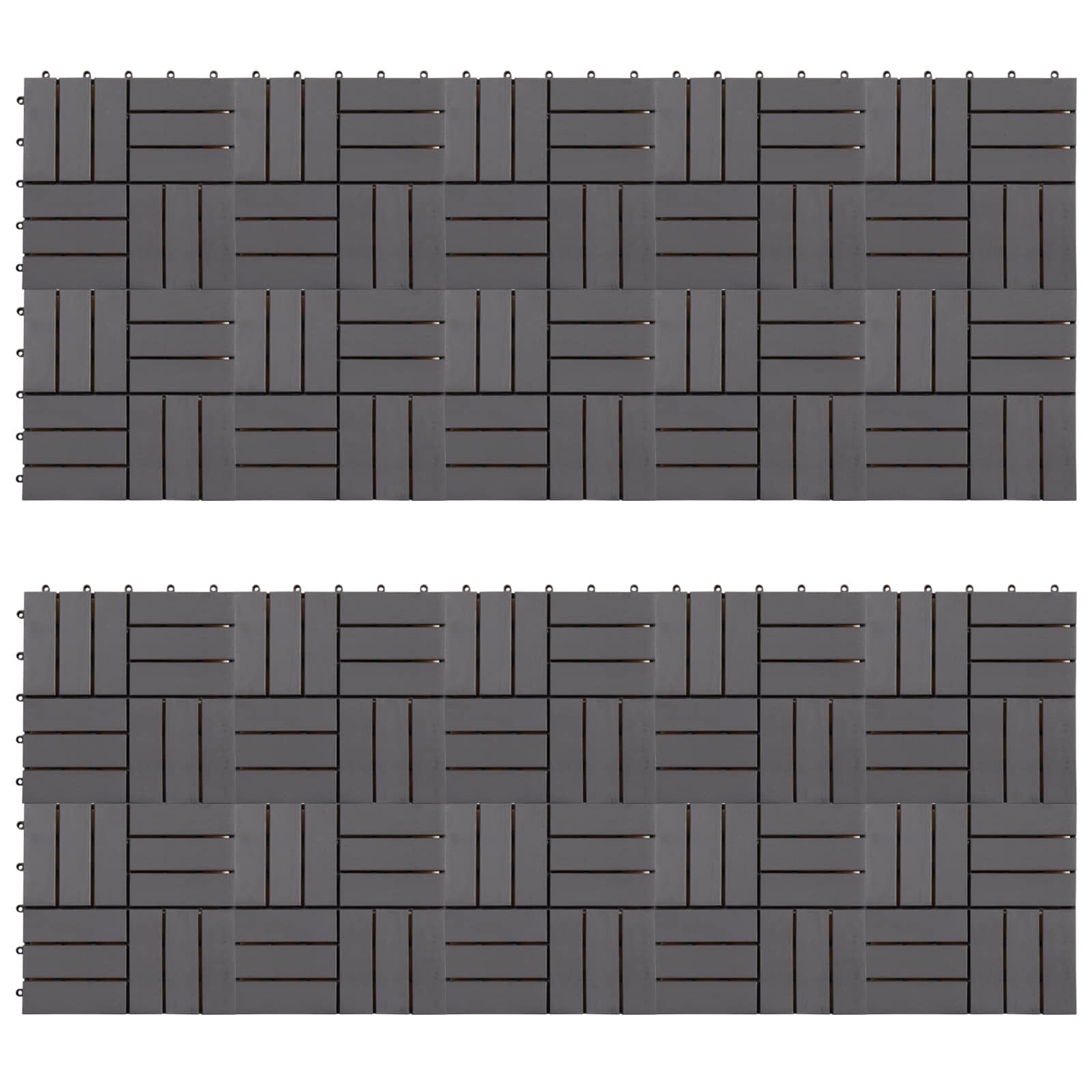 Terrassenfliese 20 pcs Grau 30 x 30 cm Akazien-Hartholz