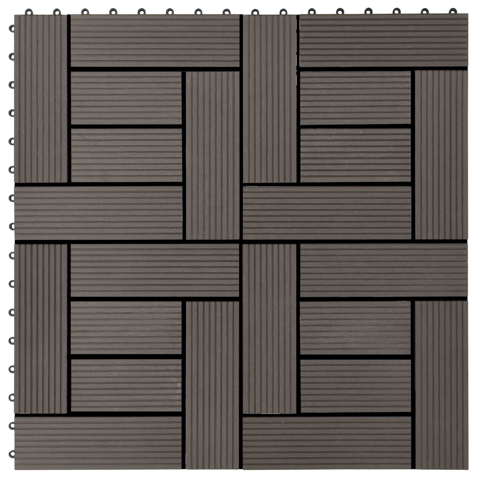 Terrassenfliese 22 stk. Dunkelbraun 30 x 30 cm WPC