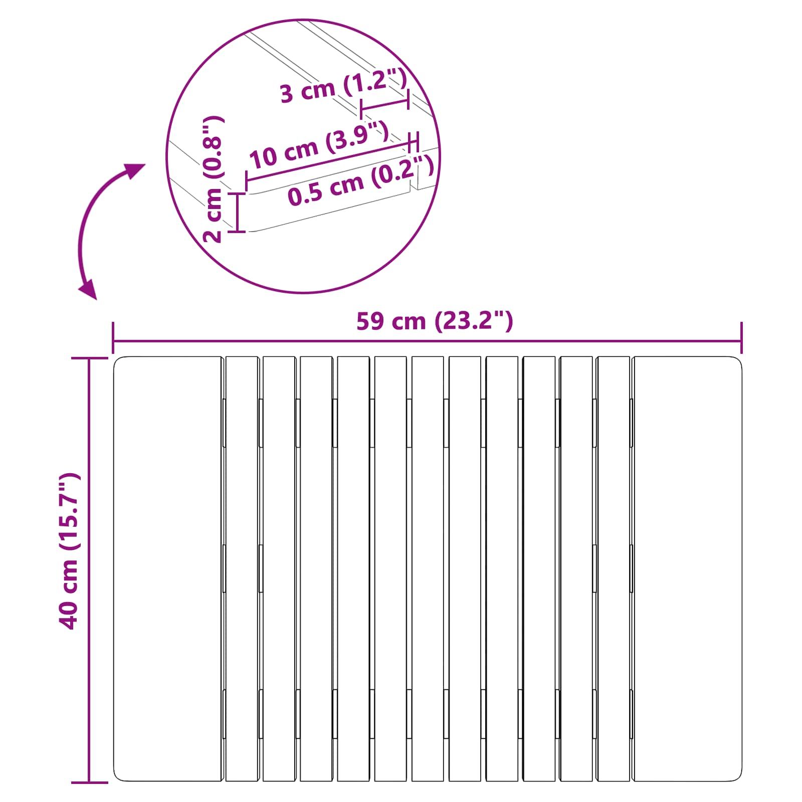 Badematte Uni Braun 59 x 40 cm Holz