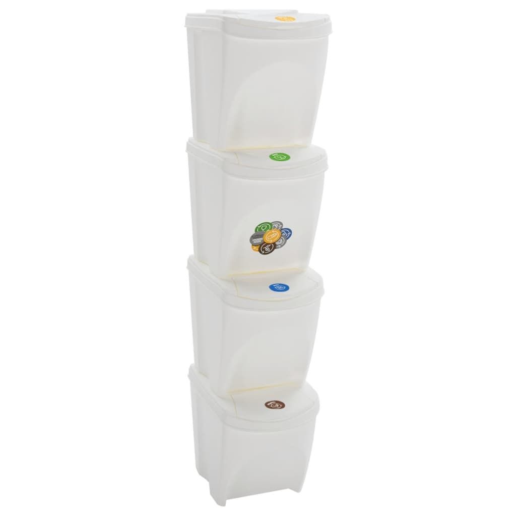 Stapelbare Mülleimer 4 Stk. Weiß 100 L Polypropylen