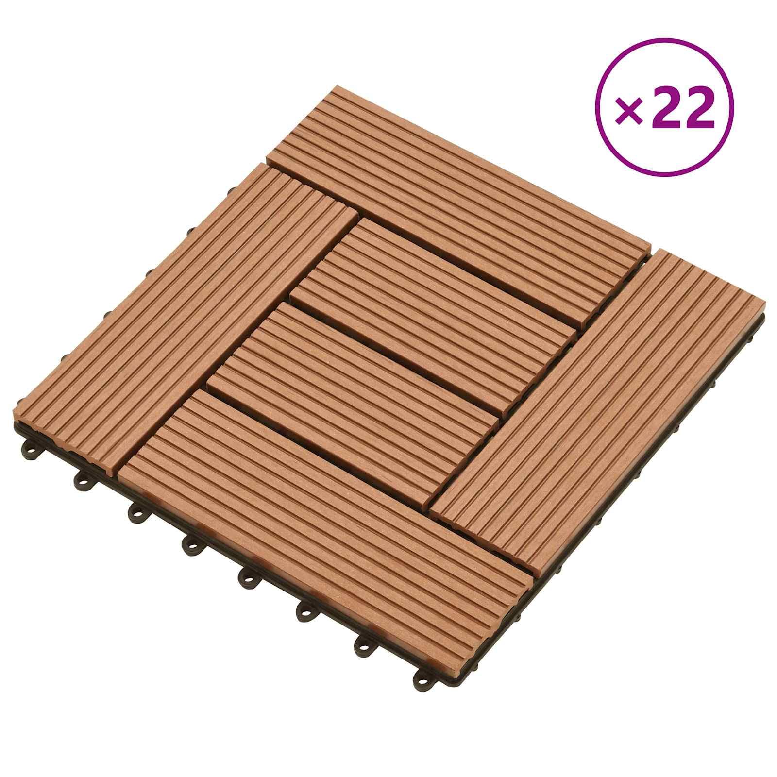 Terrassenfliese 22 stk. Braun 30 x 30 cm WPC
