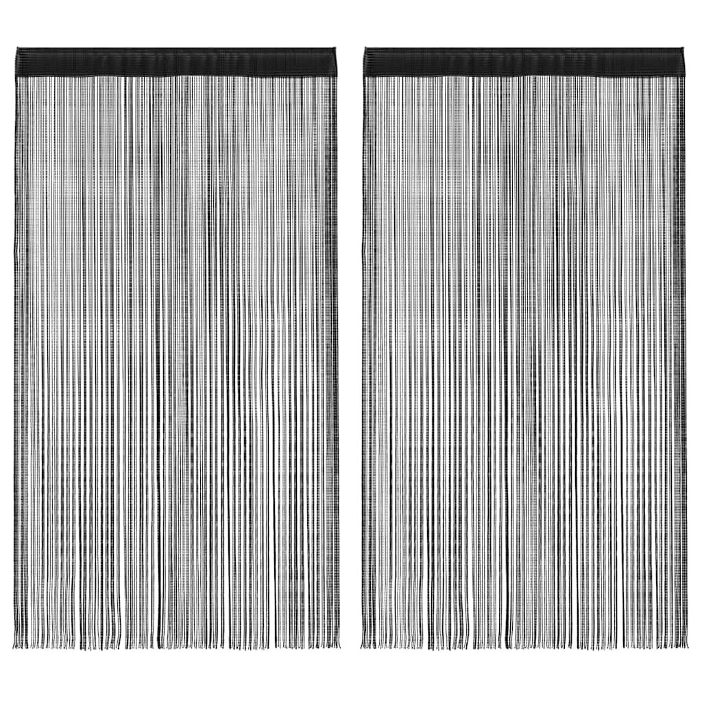 Fadenvorhänge 2 Stk. 100 x 250 cm Schwarz