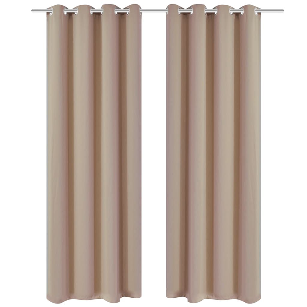 Verdunkelungsvorhänge 2 Stk. mit Metallösen 135 x 175 cm Creme