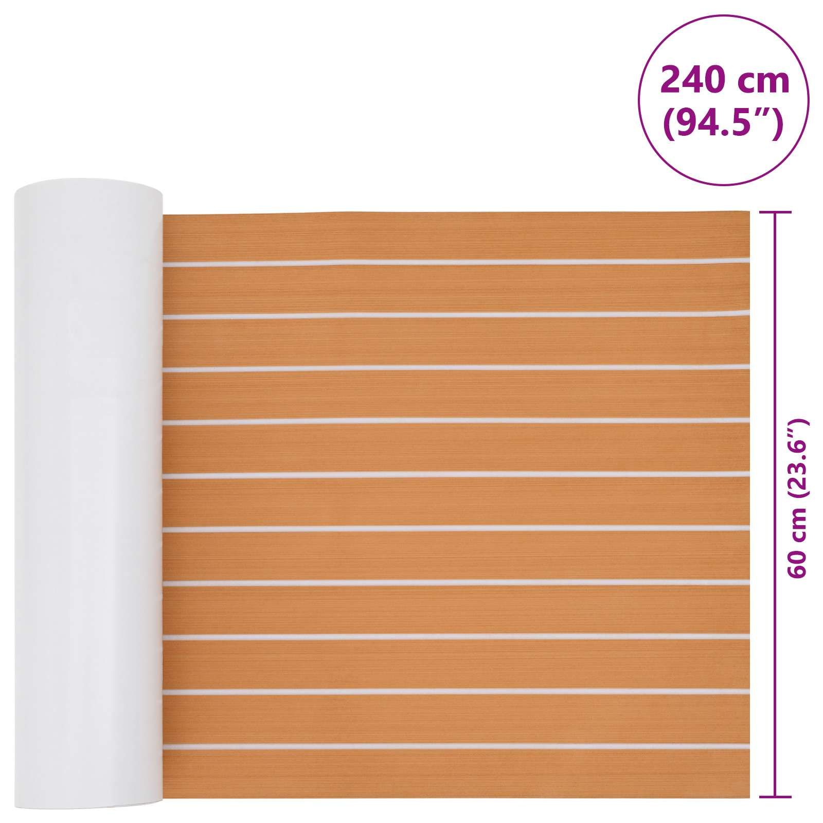 Bootsmatte Gestreift Braun und Weiß 240 x 60 cm EVA