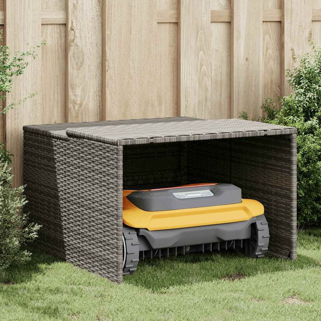 Mähroboter-Garage Grau 86x90x52/57 cm Poly Rattan