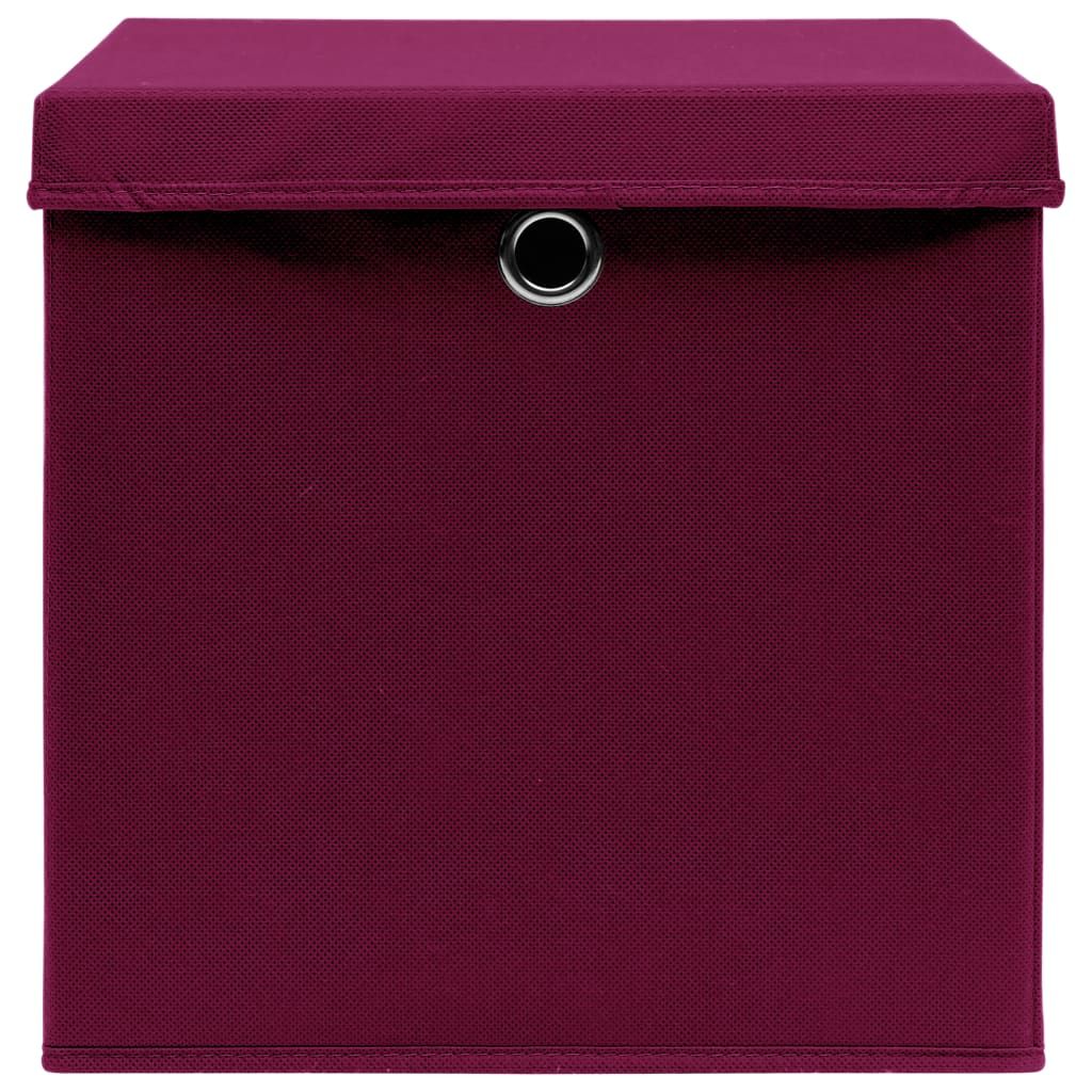 Aufbewahrungsboxen mit Deckeln 10 Stk. Dunkelrot 32x32x32cm